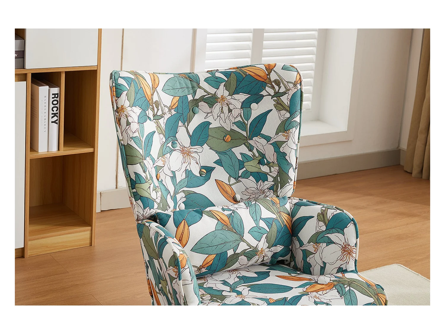 Fauteuil HomeMiYN avec Coussin et Tabouret - Chaise d'Angle Rustique pour le Salon