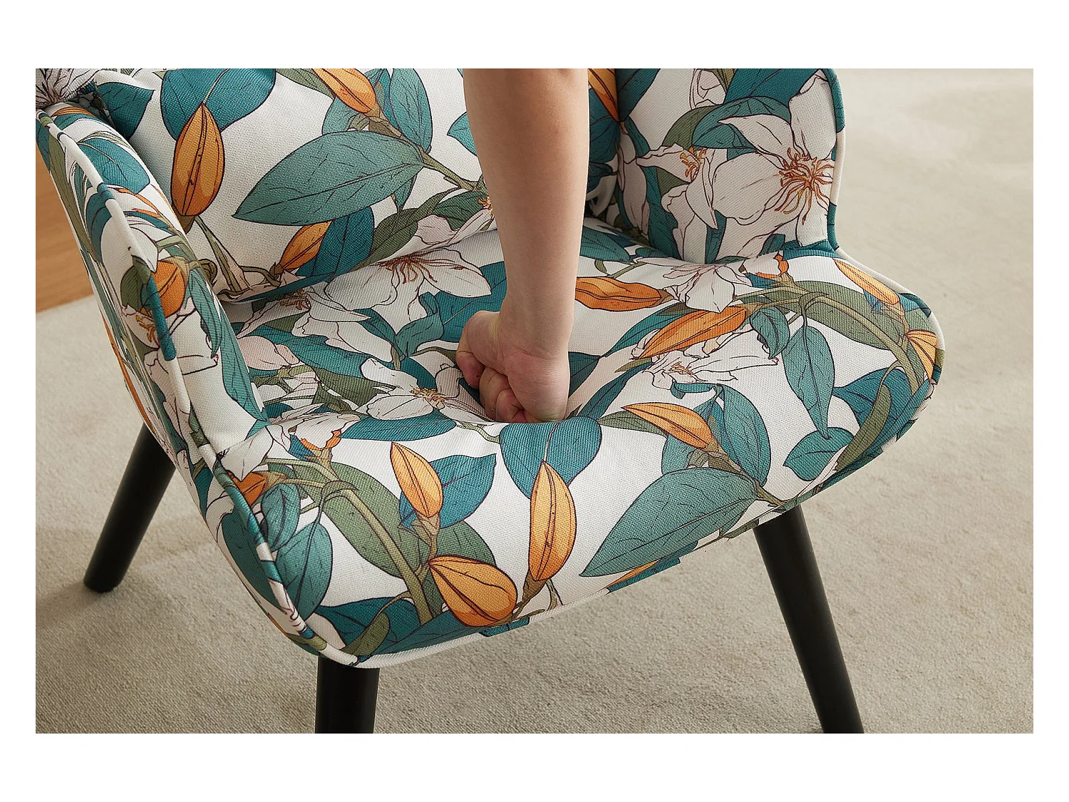 Fauteuil HomeMiYN avec Coussin et Tabouret - Chaise d'Angle Rustique pour le Salon
