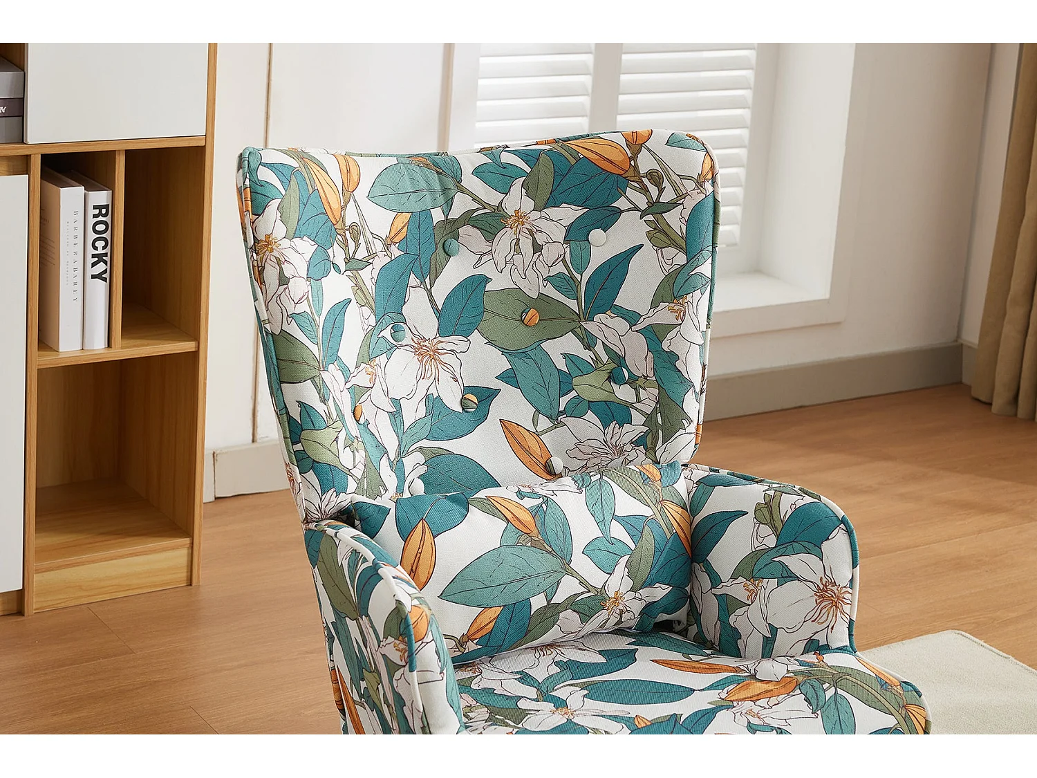 Fauteuil HomeMiYN avec Coussin et Tabouret - Chaise d'Angle Rustique pour le Salon