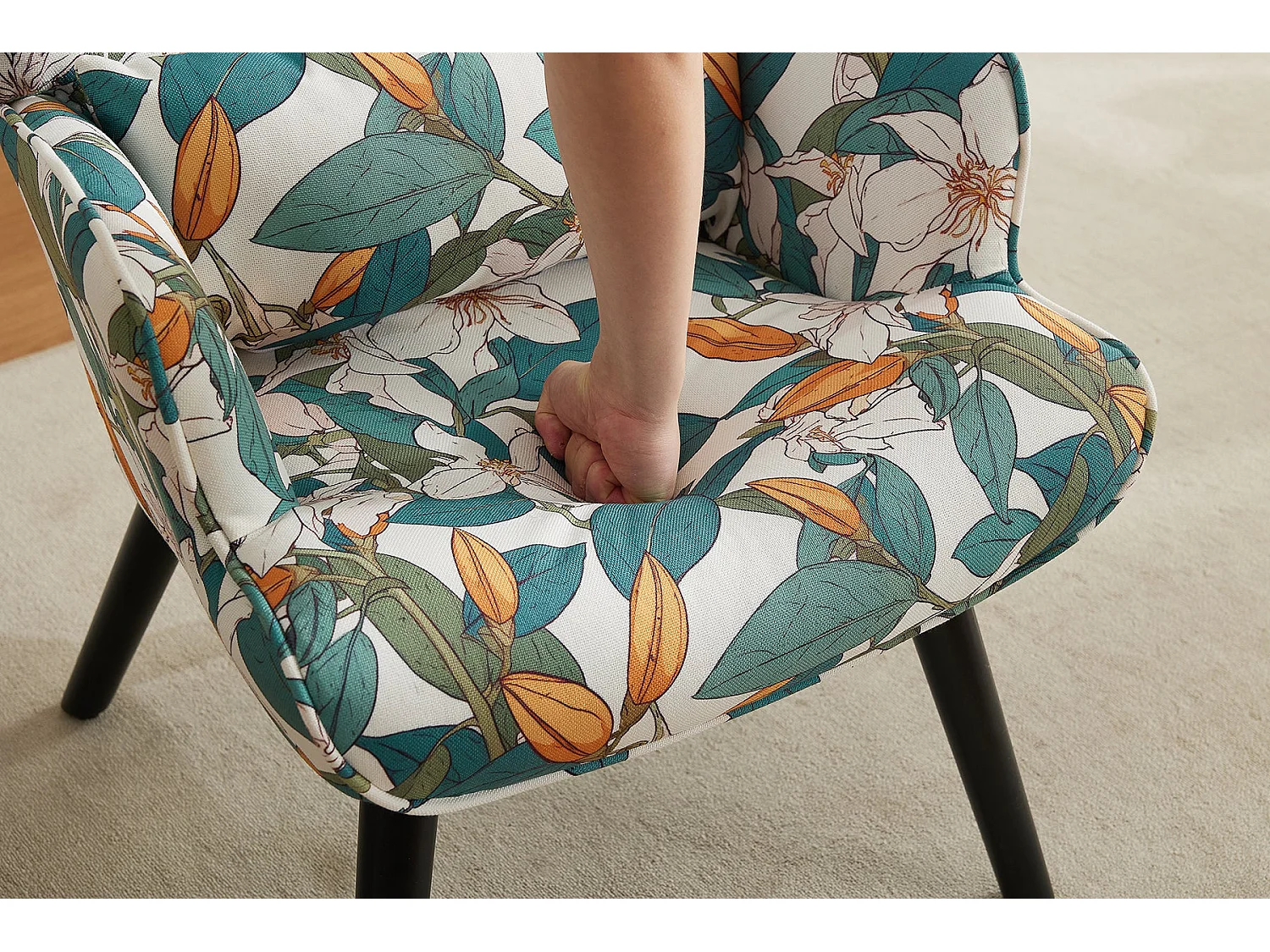 Fauteuil HomeMiYN avec Coussin et Tabouret - Chaise d'Angle Rustique pour le Salon