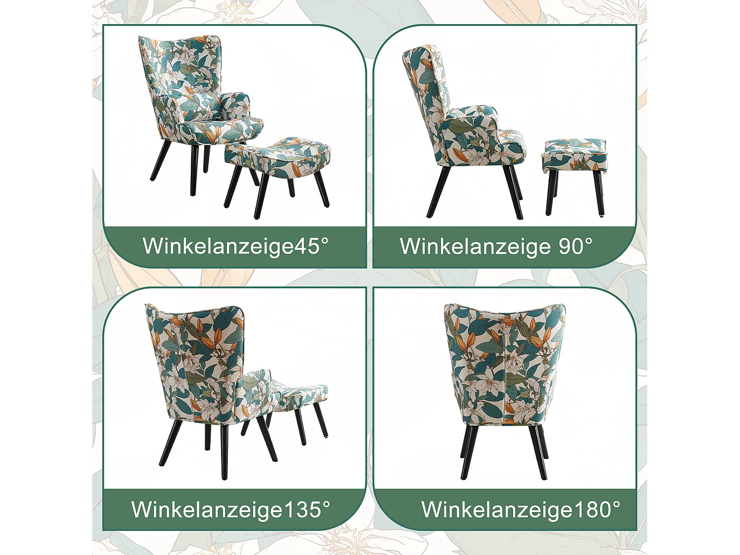 Fauteuil HomeMiYN avec Coussin et Tabouret - Chaise d'Angle Rustique pour le Salon