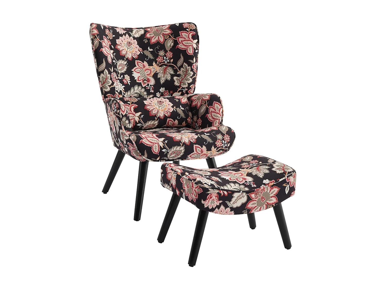 Fauteuil HomeMiYN avec Coussin et Tabouret - Chaise d'Angle Rustique pour le Salon