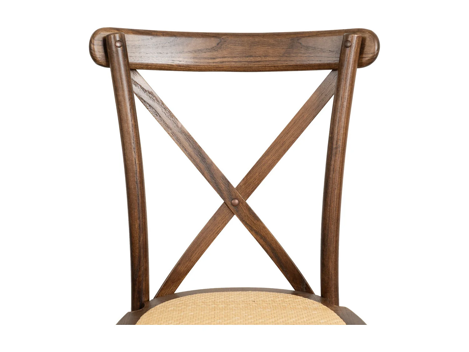 BISCOTTINI - Chaise Harmonie - Bois massif finition noyer vintage avec assise en rotin - Chaise de bistrot - Chaise de jardin - Chaise de cuisine - 42x44x88 cm