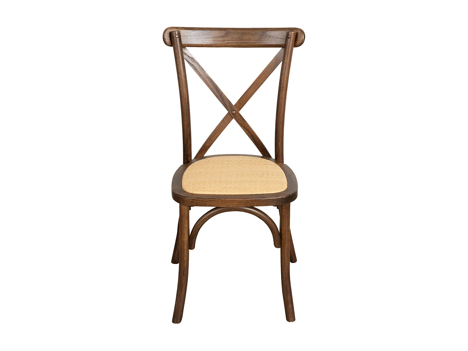 BISCOTTINI - Chaise Harmonie - Bois massif finition noyer vintage avec assise en rotin - Chaise de bistrot - Chaise de jardin - Chaise de cuisine - 42x44x88 cm