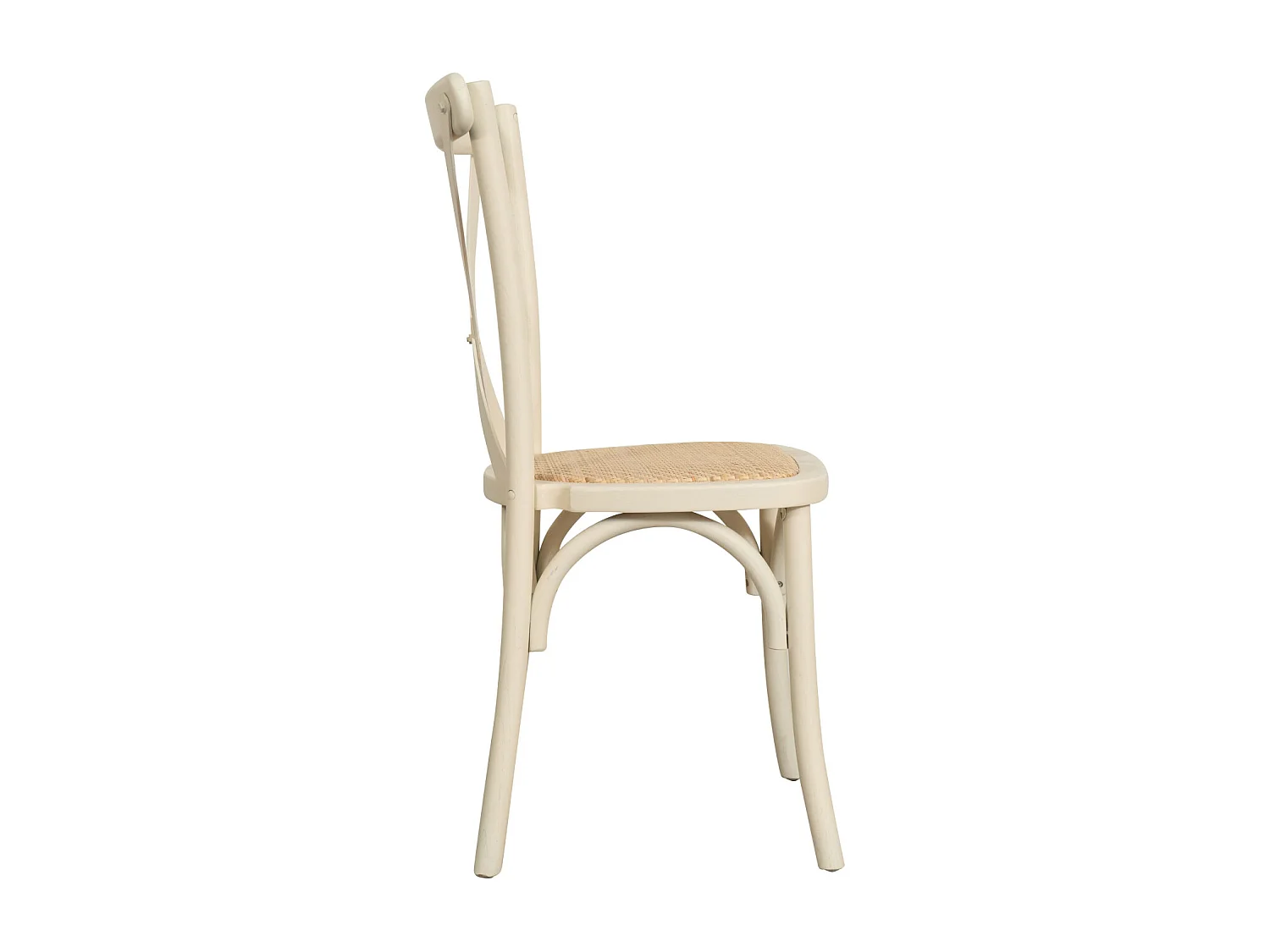 BISCOTTINI - Chaise Harmonie - Bois massif finition blanc antique avec assise en rotin - Chaise de bistrot - Chaise de jardin - Chaise de cuisine - 42x44x88 cm