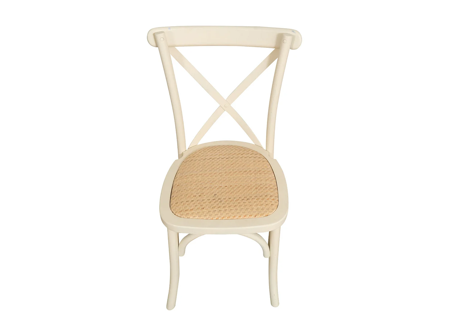 BISCOTTINI - Chaise Harmonie - Bois massif finition blanc antique avec assise en rotin - Chaise de bistrot - Chaise de jardin - Chaise de cuisine - 42x44x88 cm