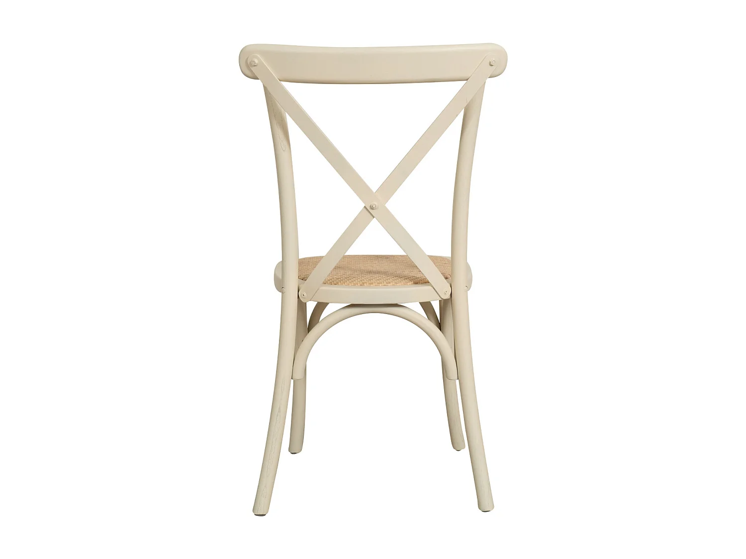 BISCOTTINI - Chaise Harmonie - Bois massif finition blanc antique avec assise en rotin - Chaise de bistrot - Chaise de jardin - Chaise de cuisine - 42x44x88 cm