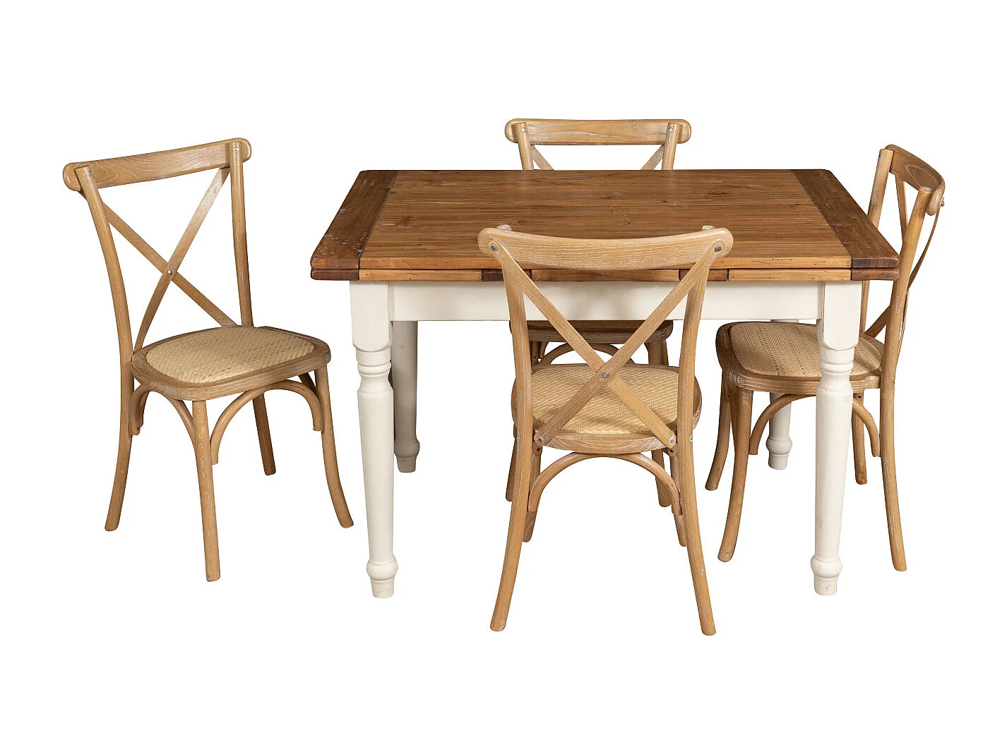 BISCOTTINI - Chaise Harmonie - Bois massif finition naturelle avec assise en rotin - Chaise de bistrot - Chaise de jardin - Chaise de cuisine - 42x44x88 cm