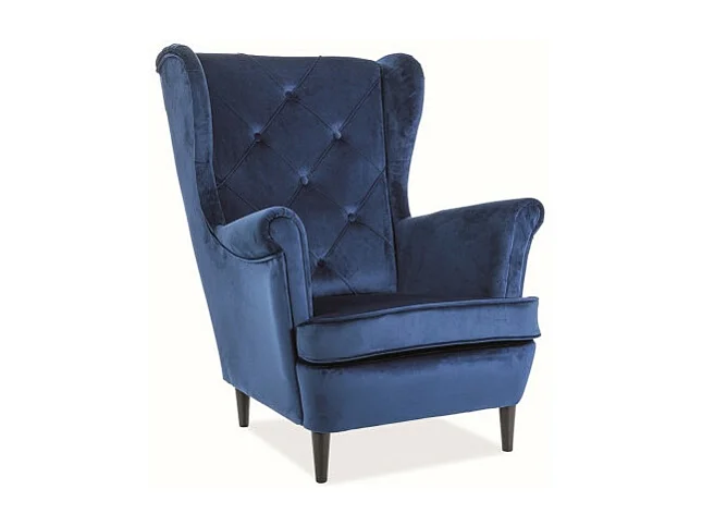 Fotel uszak LADY VELVET granatowy