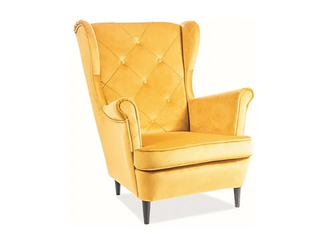 Fotel uszak LADY VELVET curry