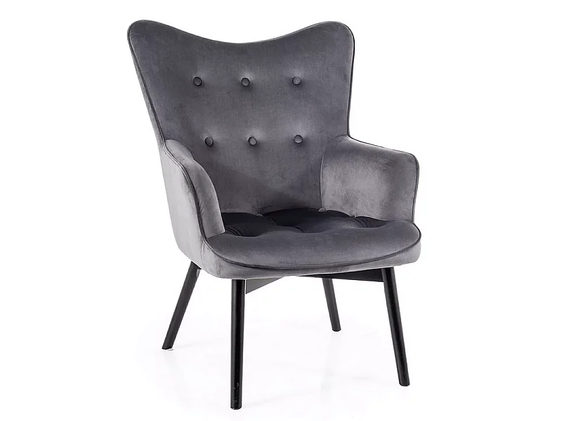 Fauteuil en velours "Carmen" - Velvet - Gris Foncé - l 72 x H 99 cm