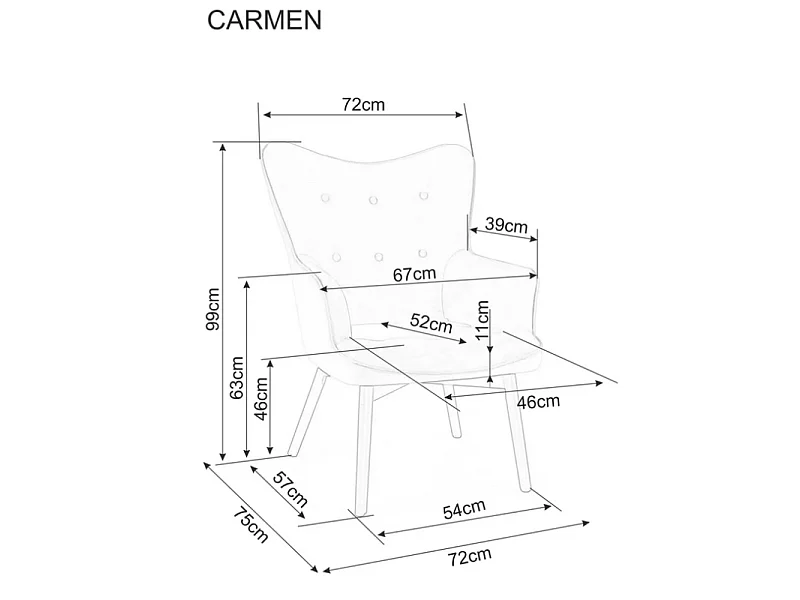 Fotel do salonu CARMEN VELVET beżowy