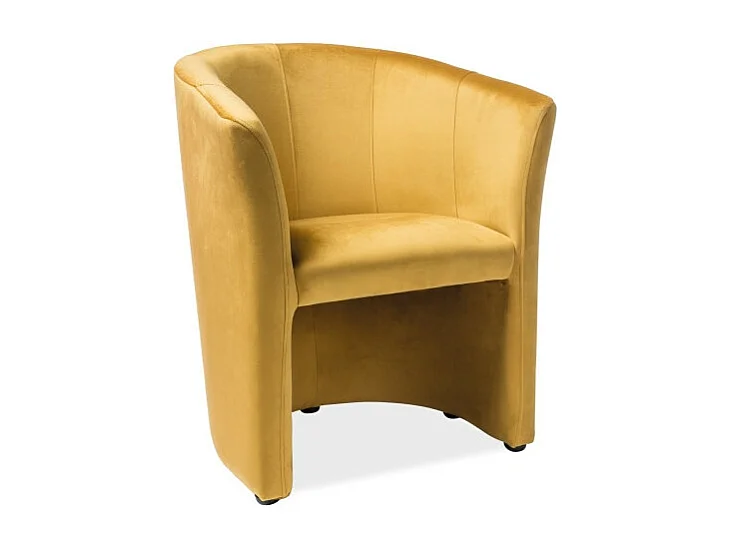 Fauteuil en velours - Jaune - H 76 x L 67 x P 60 cm