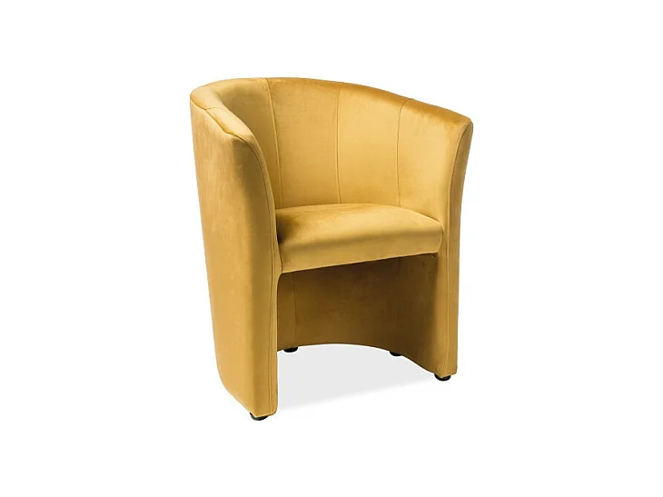 Fauteuil en velours - Jaune - H 76 x L 67 x P 60 cm