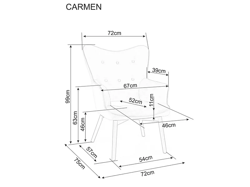 Fotel do salonu CARMEN VELVET czarny