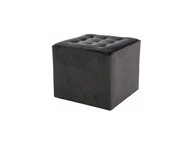 Pouf en velours - Lori - L 39 cm x H 34 cm - Gris