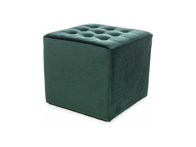Pouf en tissu de velours - Lori - 39 x 39 x 34 cm - Vert