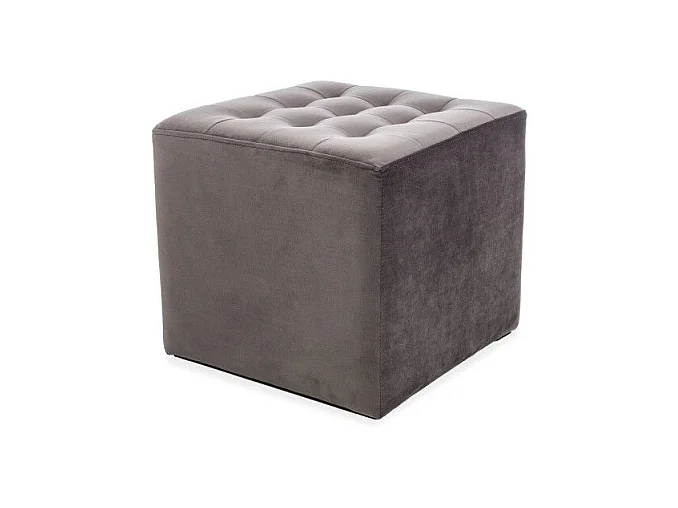 Pouf en tissu de velours - Lori - 39 x 39 x 34 cm - Gris