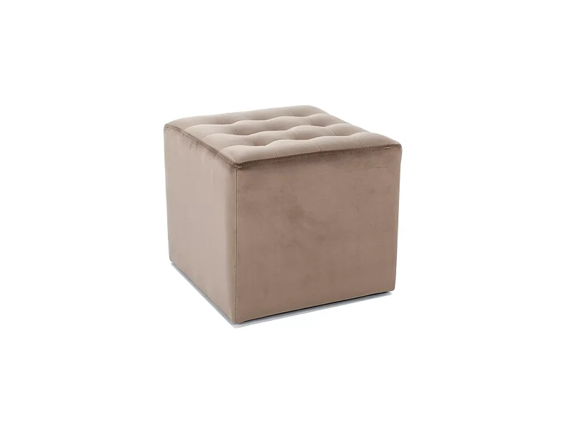 Pouf en velours "Lori" - Velvet - Beige - l 39 x H 34 cm