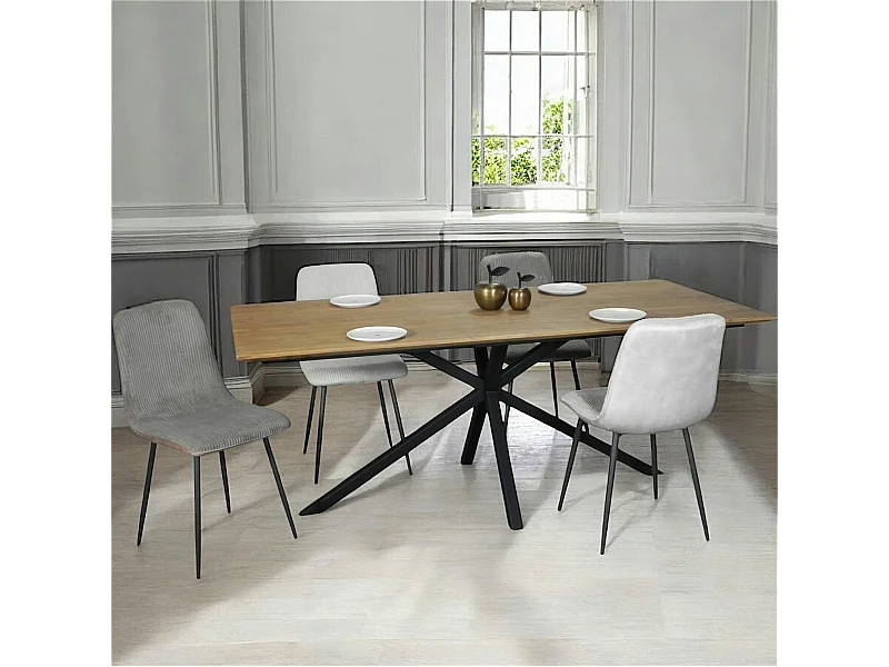 Table pied central en bois de teck recyclé 2 m DEPOK