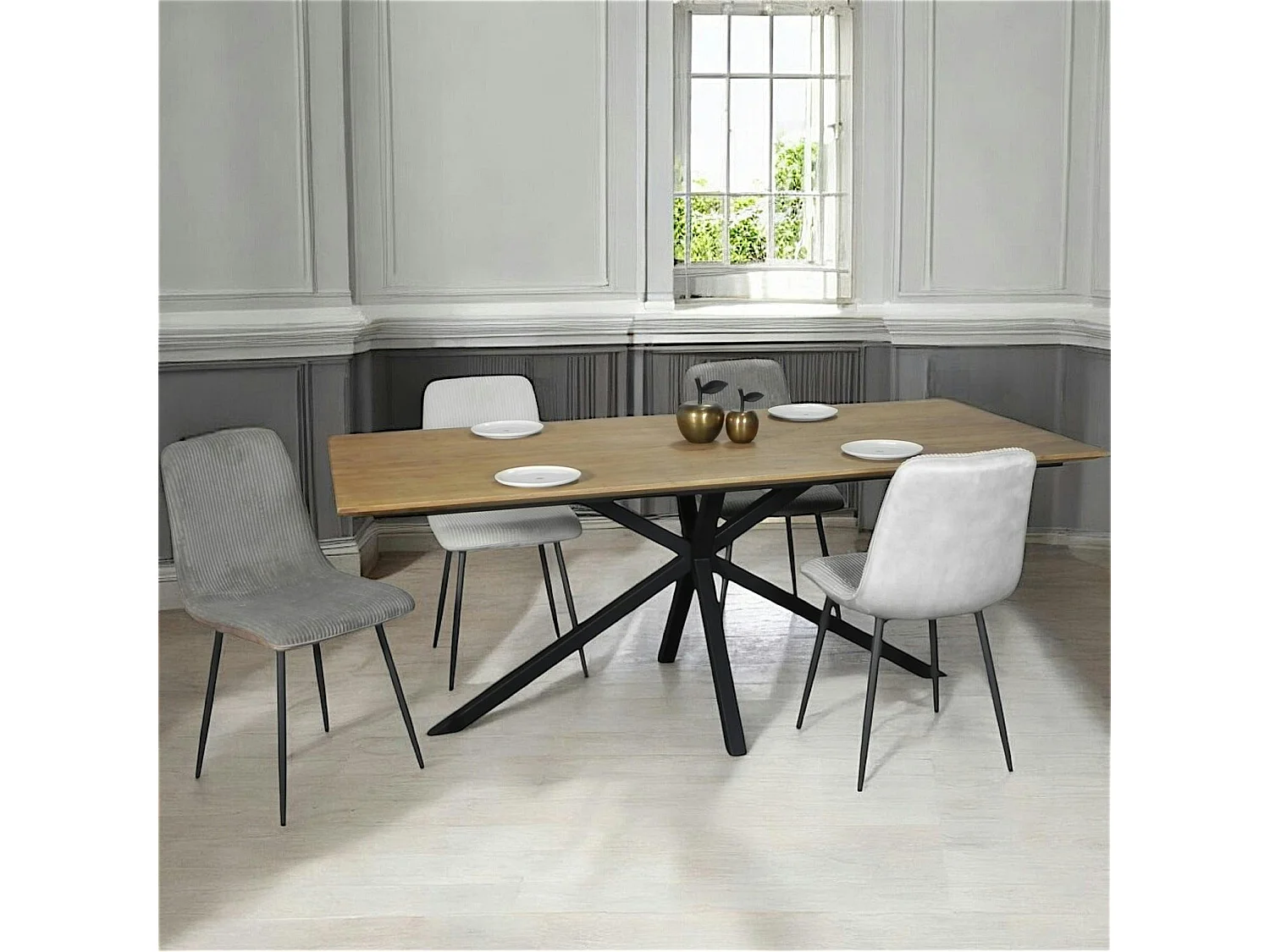 Table pied central en bois de teck recyclé 2 m DEPOK