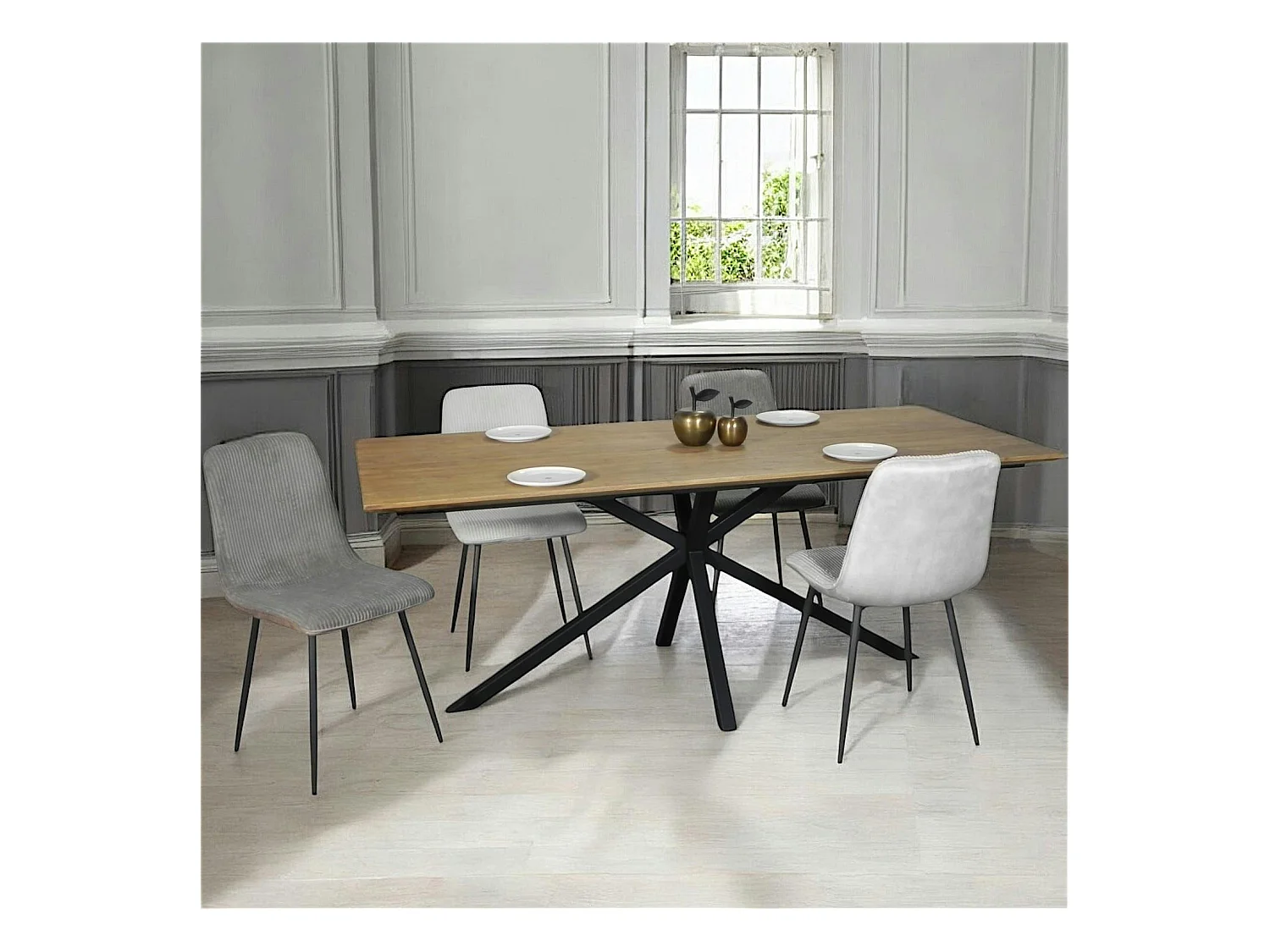 Table pied central en bois de teck recyclé 2 m DEPOK