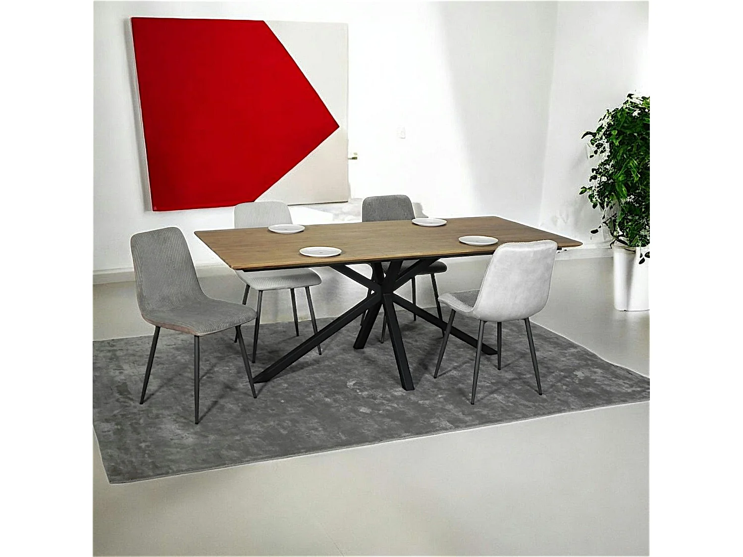 Table pied central en bois de teck recyclé 2 m DEPOK