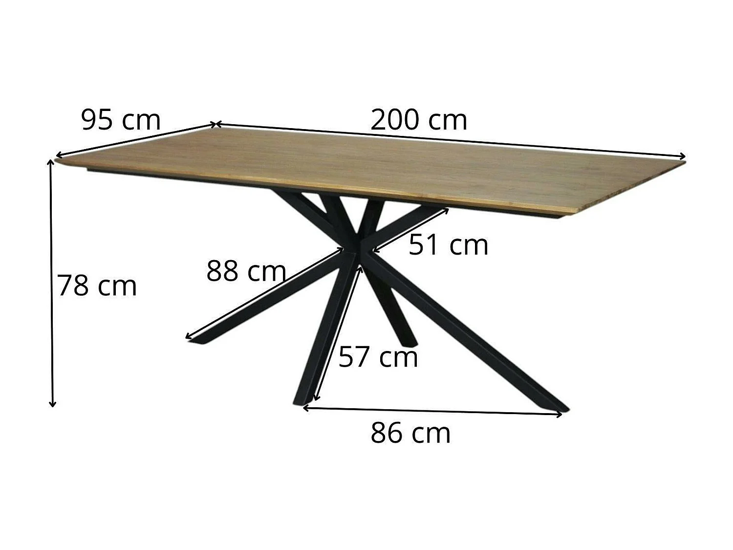 Table pied central en bois de teck recyclé 2 m DEPOK