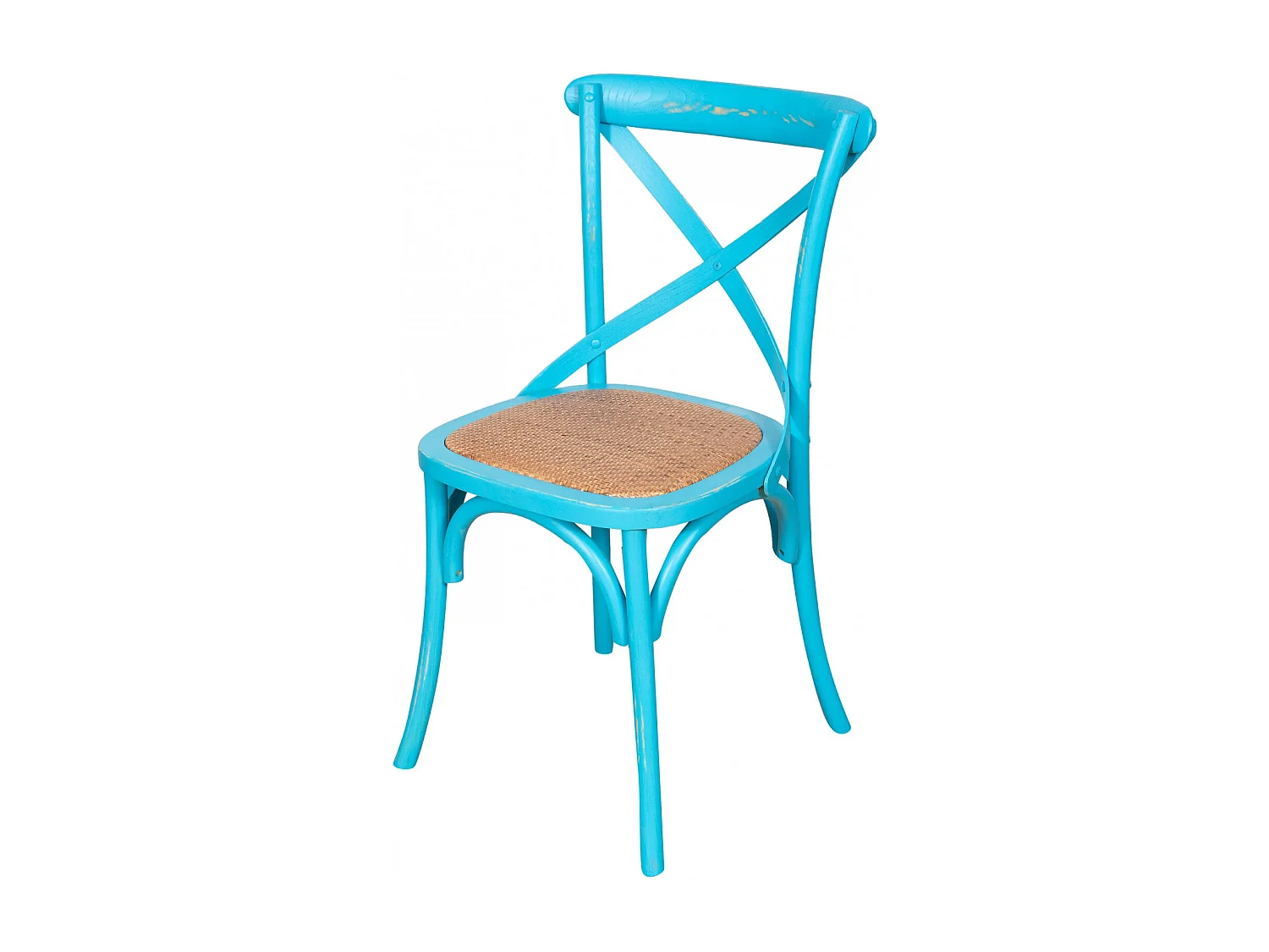 BISCOTTINI - Chaise Harmonie - Bois massif finition antique avec assise en rotin - Chaise de bistrot - Chaise de jardin-Chaise de cuisine - 48x52x88cm