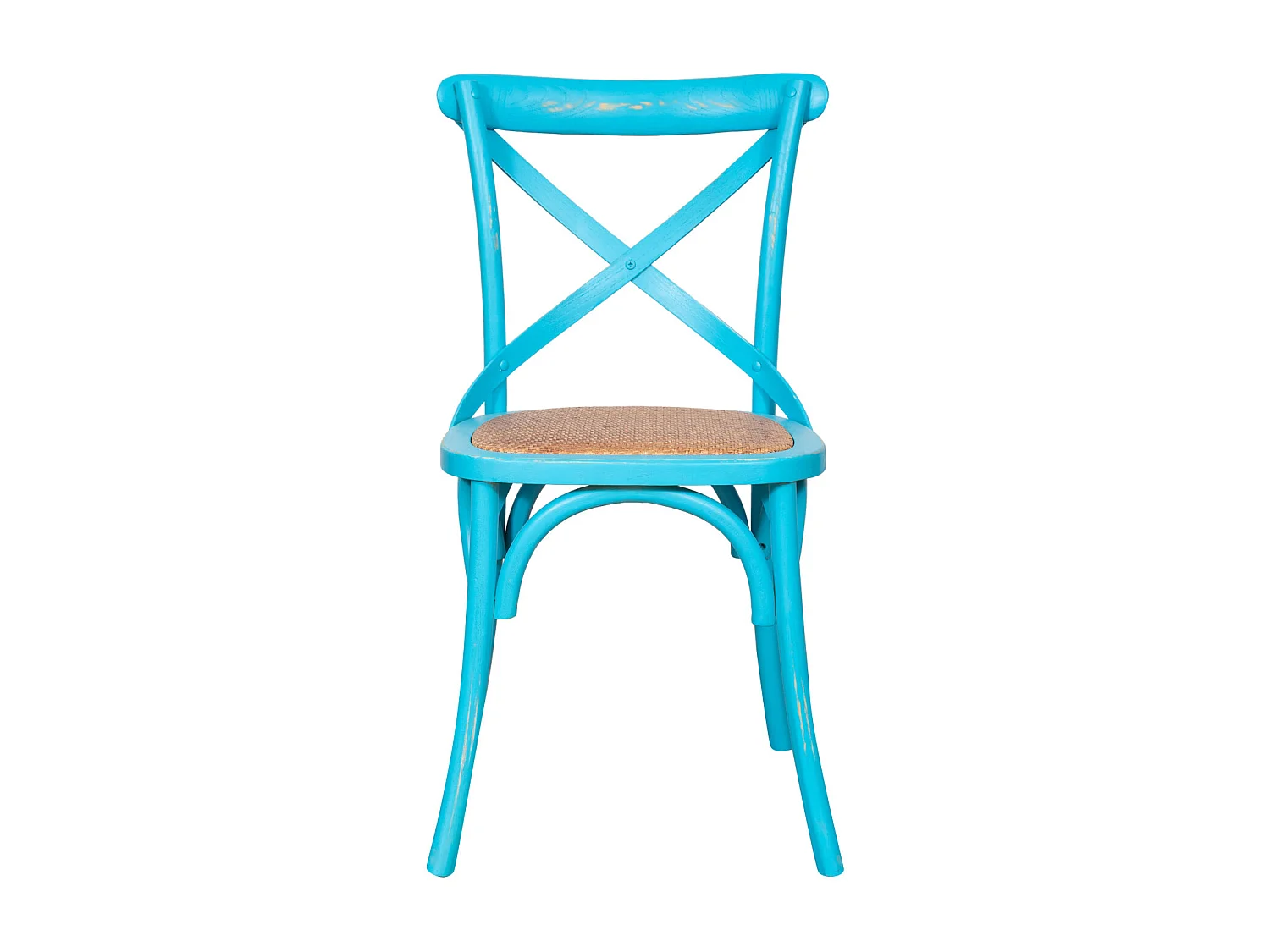 BISCOTTINI - Chaise Harmonie - Bois massif finition antique avec assise en rotin - Chaise de bistrot - Chaise de jardin-Chaise de cuisine - 48x52x88cm