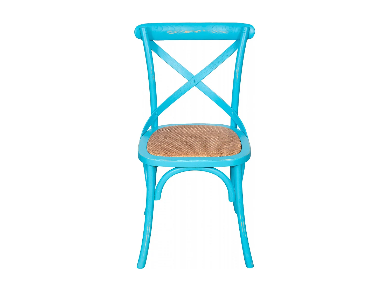 BISCOTTINI - Chaise Harmonie - Bois massif finition antique avec assise en rotin - Chaise de bistrot - Chaise de jardin-Chaise de cuisine - 48x52x88cm