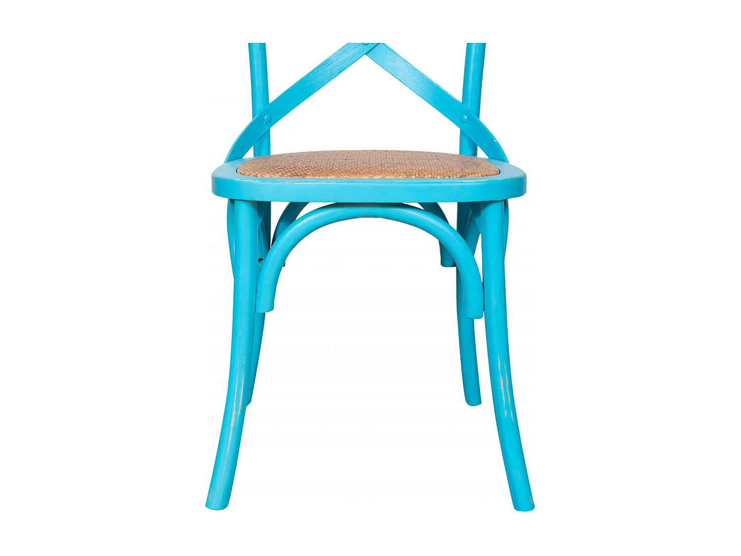 BISCOTTINI - Chaise Harmonie - Bois massif finition antique avec assise en rotin - Chaise de bistrot - Chaise de jardin-Chaise de cuisine - 48x52x88cm