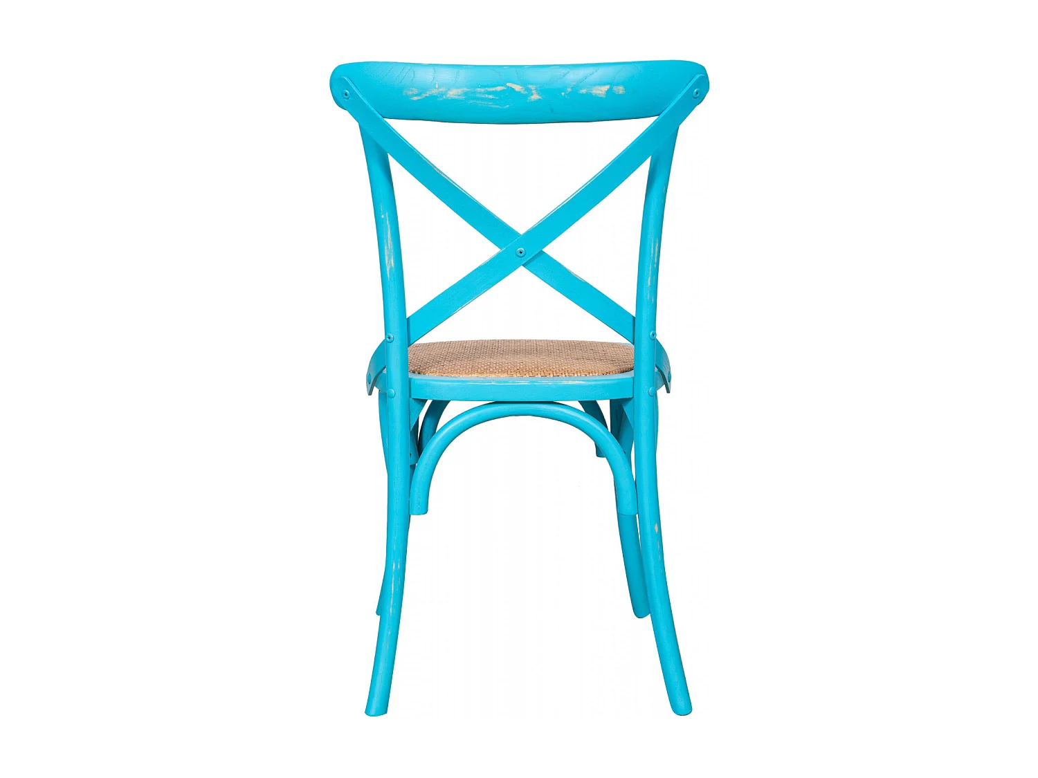 BISCOTTINI - Chaise Harmonie - Bois massif finition antique avec assise en rotin - Chaise de bistrot - Chaise de jardin-Chaise de cuisine - 48x52x88cm