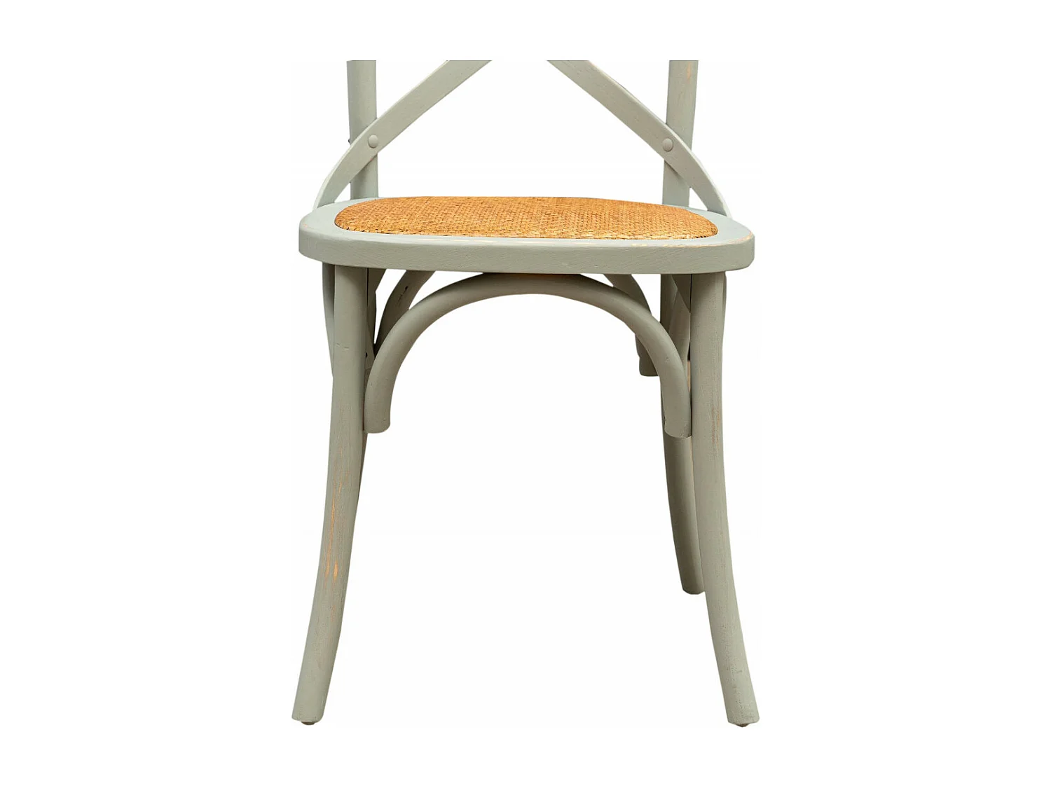 BISCOTTINI - Chaise Harmonie - Bois de frêne massif gris avec assise en rotin antique -  bistrot -  jardin - Chaise de cuisine - 48x52x88 cm