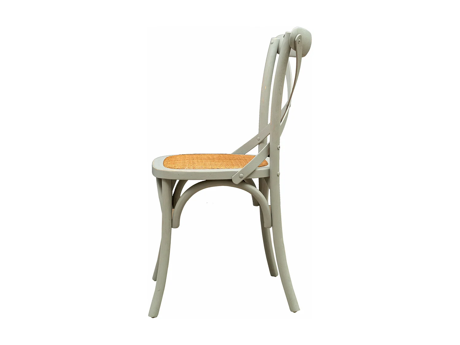 BISCOTTINI - Chaise Harmonie - Bois de frêne massif gris avec assise en rotin antique -  bistrot -  jardin - Chaise de cuisine - 48x52x88 cm