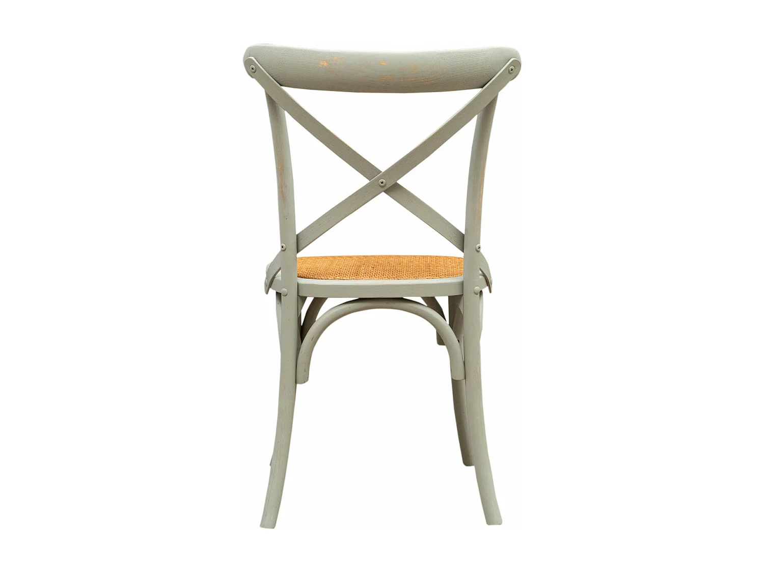 BISCOTTINI - Chaise Harmonie - Bois de frêne massif gris avec assise en rotin antique -  bistrot -  jardin - Chaise de cuisine - 48x52x88 cm