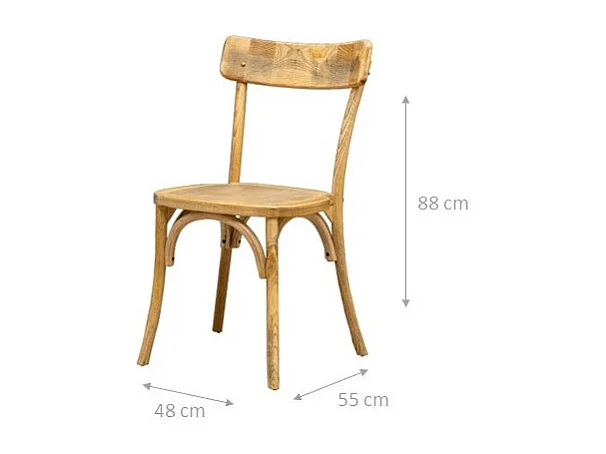 BISCOTTINI - Chaise Harmonie - Bois massif finition rotin antique - Chaise de bistrot - Chaise de jardin - Chaise de cuisine - 45x42x85 cm