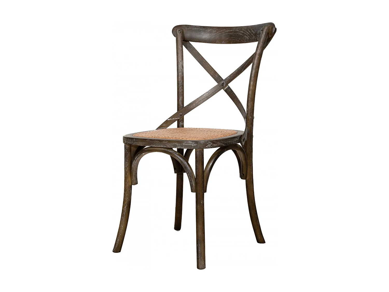 BISCOTTINI - Chaise Harmonie - Bois massif brun finition antique avec assise en rotin - Chaise de bistrot - jardin - cuisine - 48x52x88 cm