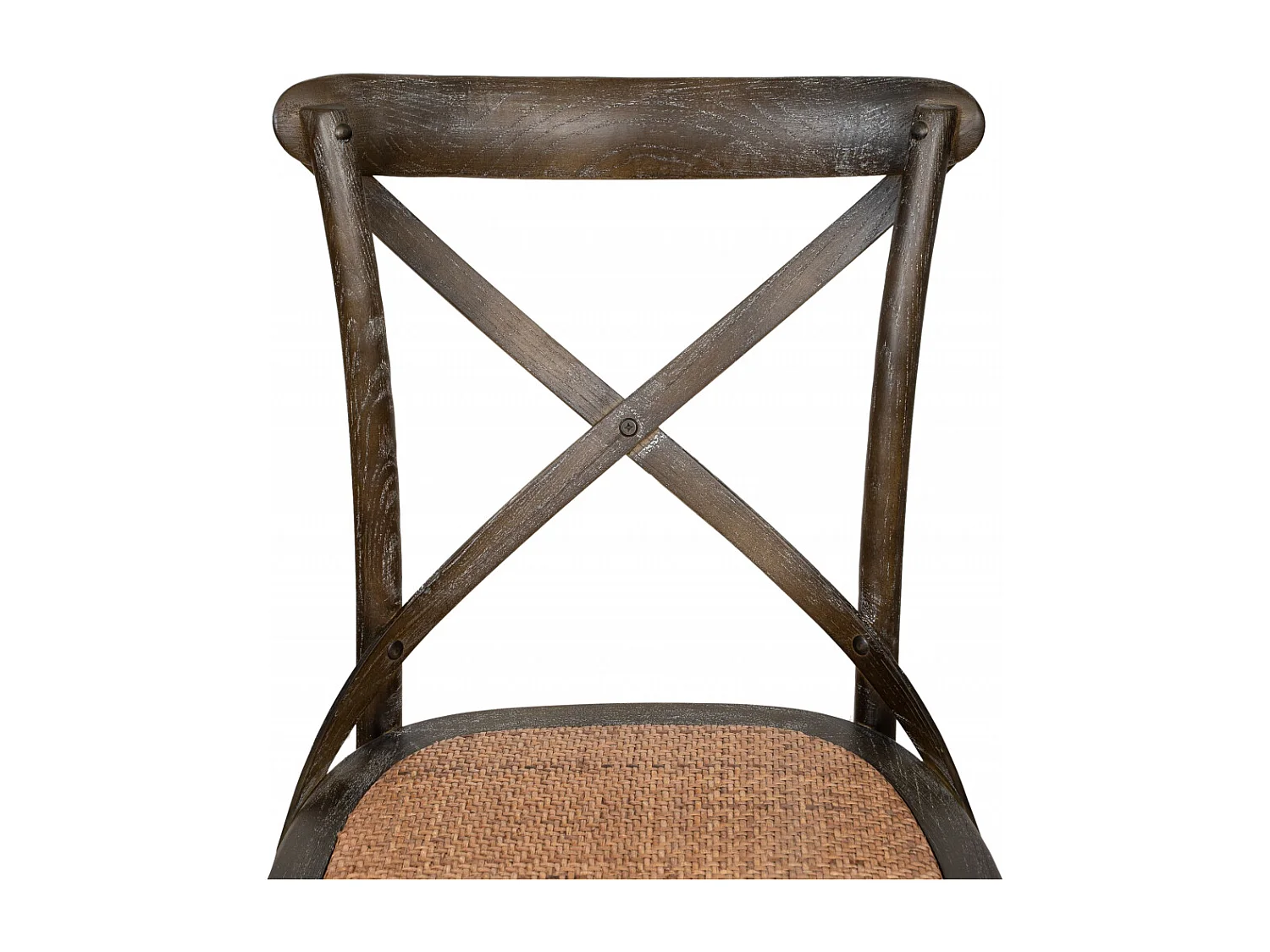 BISCOTTINI - Chaise Harmonie - Bois massif brun finition antique avec assise en rotin - Chaise de bistrot - jardin - cuisine - 48x52x88 cm