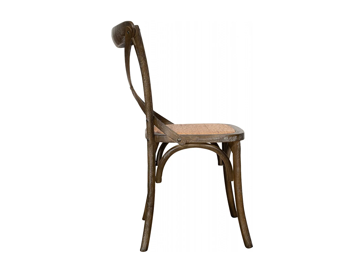 BISCOTTINI - Chaise Harmonie - Bois massif brun finition antique avec assise en rotin - Chaise de bistrot - jardin - cuisine - 48x52x88 cm