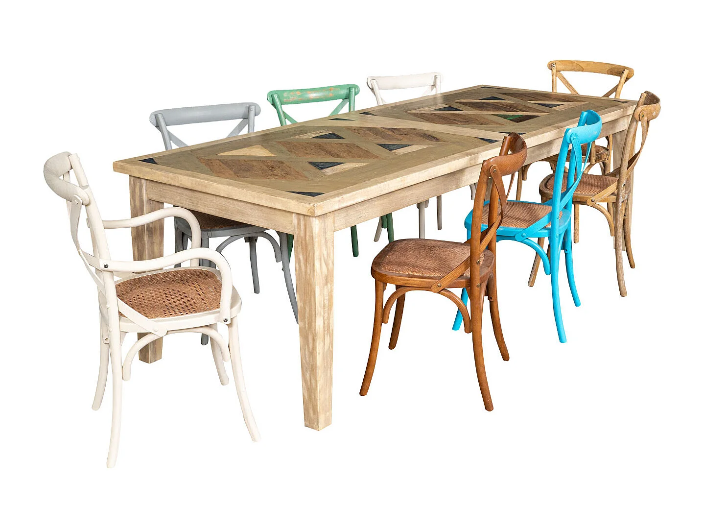 BISCOTTINI - Chaise Harmonie - Bois massif brun finition antique avec assise en rotin - Chaise de bistrot - jardin - cuisine - 48x52x88 cm