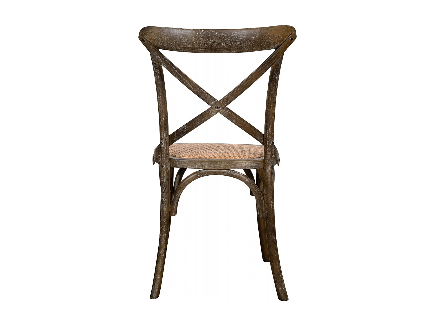 BISCOTTINI - Chaise Harmonie - Bois massif brun finition antique avec assise en rotin - Chaise de bistrot - jardin - cuisine - 48x52x88 cm