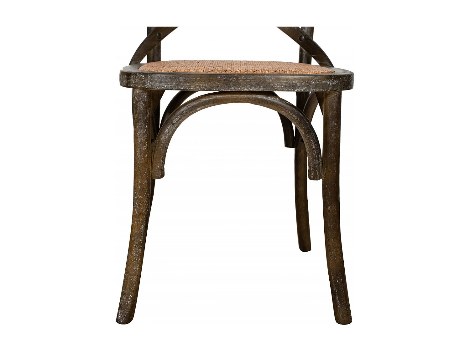 BISCOTTINI - Chaise Harmonie - Bois massif brun finition antique avec assise en rotin - Chaise de bistrot - jardin - cuisine - 48x52x88 cm