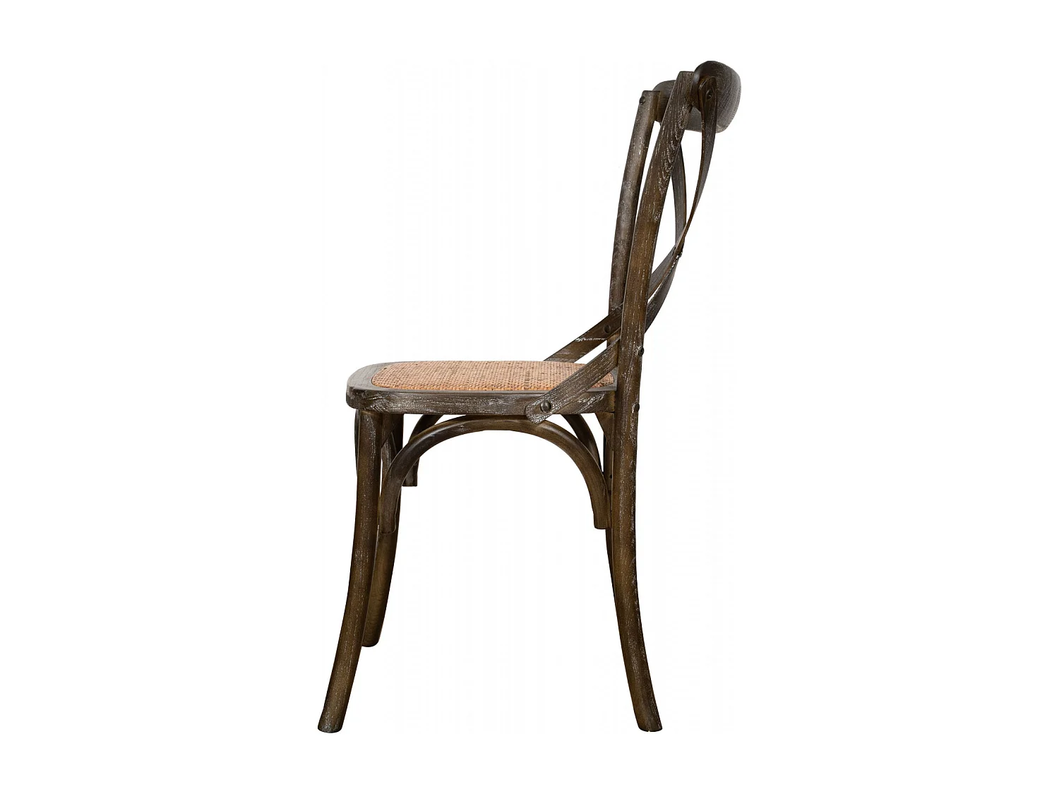 BISCOTTINI - Chaise Harmonie - Bois massif brun finition antique avec assise en rotin - Chaise de bistrot - jardin - cuisine - 48x52x88 cm