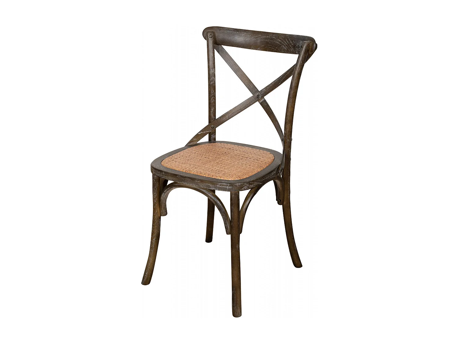 BISCOTTINI - Chaise Harmonie - Bois massif brun finition antique avec assise en rotin - Chaise de bistrot - jardin - cuisine - 48x52x88 cm