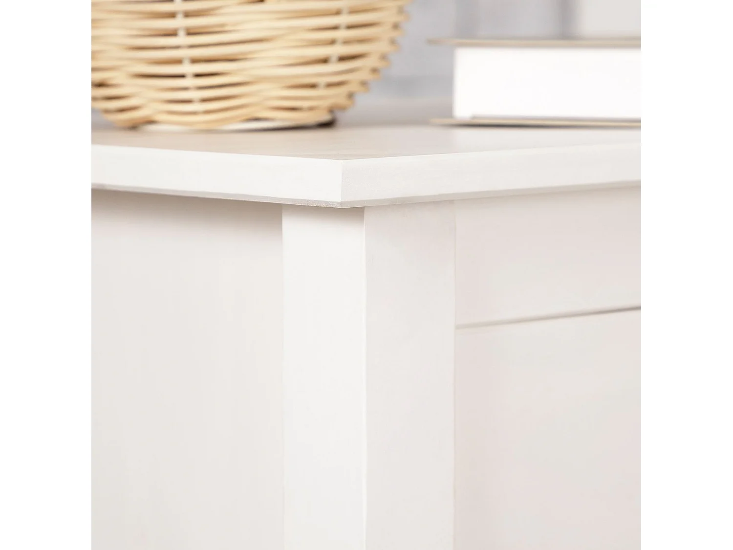 Table de chevet blanche TILLY H 50 cm en bois massif avec 1 tiroir et 1 étagère table de nuit pour chambre