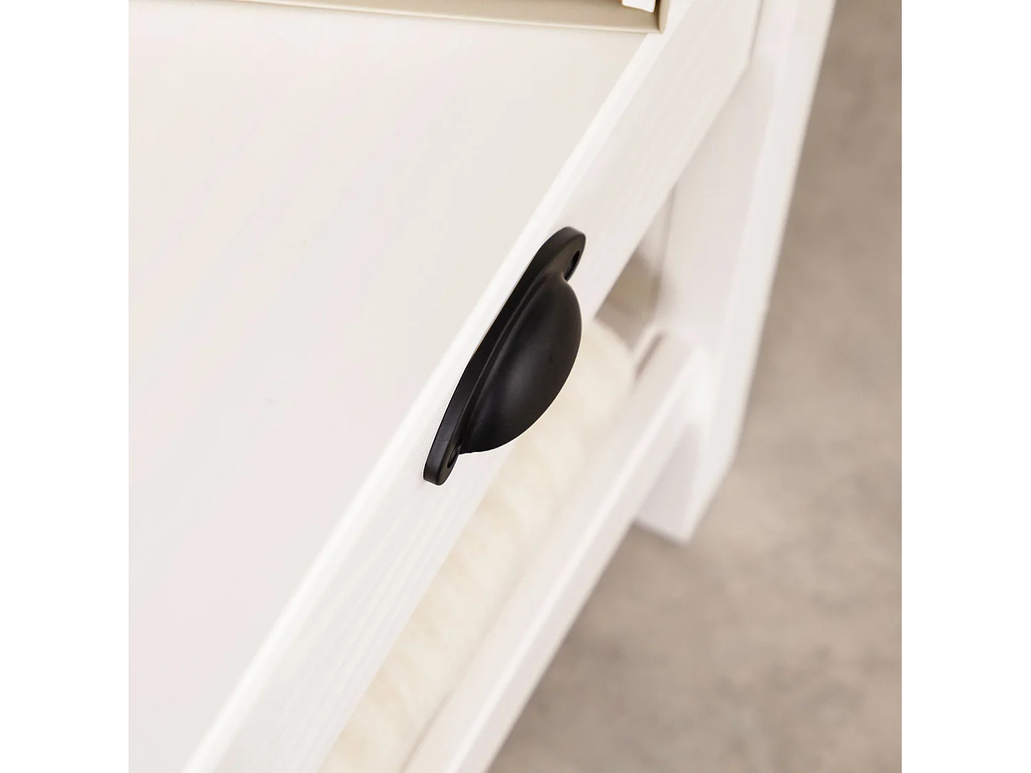 Table de chevet blanche TILLY H 50 cm en bois massif avec 1 tiroir et 1 étagère table de nuit pour chambre