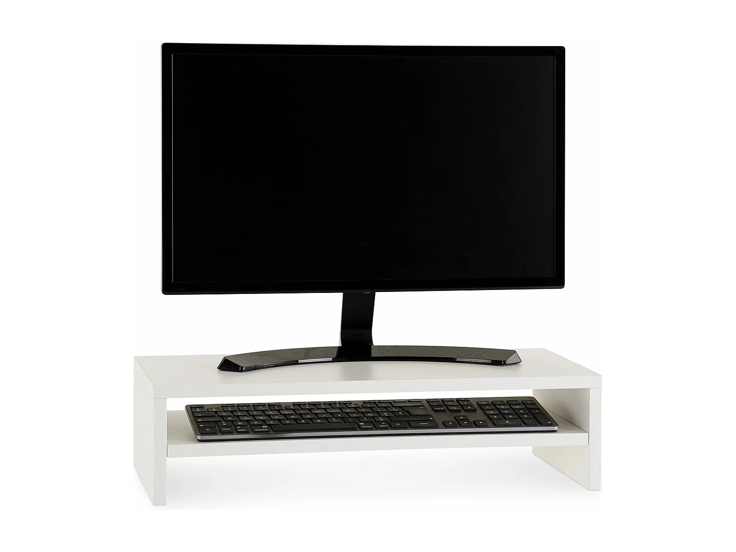 Réhausseur d’écran CONNECT en bois blanc avec 1 étagère 52 x 26 cm, support pratique pour ordinateur portable