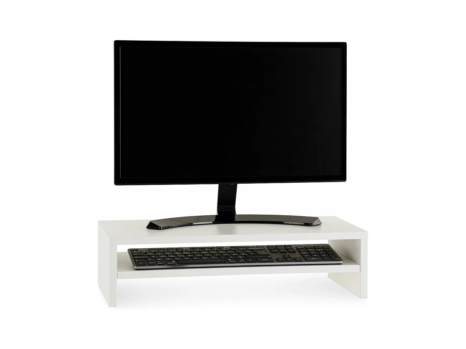Réhausseur d’écran CONNECT en bois blanc avec 1 étagère 52 x 26 cm, support pratique pour ordinateur portable