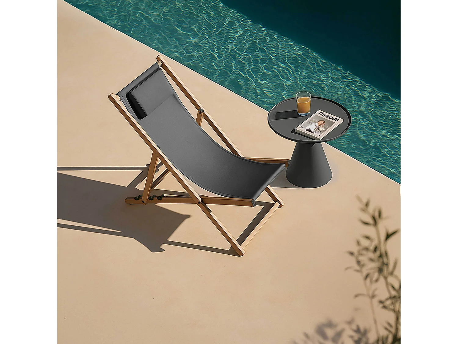 Lot de 2 chiliennes en aluminium inclinable 4 positions noir